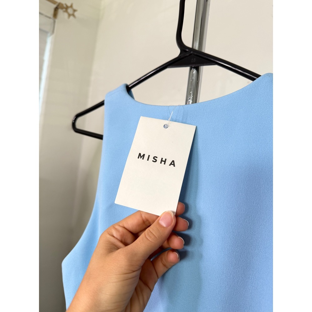 MISHA Ida Dress Powder Blue Ruched Midi Sleeveless Cocktail  Womens S - Picture 9 of 9